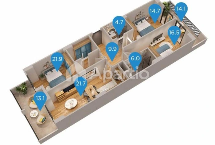 4-room apartment for sale in Mukhiani, Photo 1 of 15
