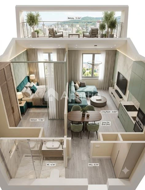 2-room apartment for sale in Isani, Photo 1 of 8